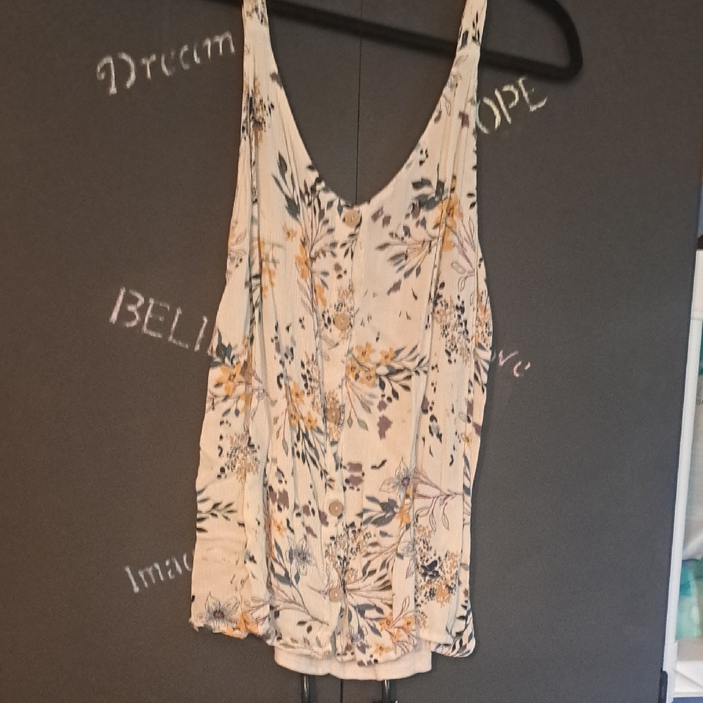 Maurices Floral Tank Top - Cream and Black